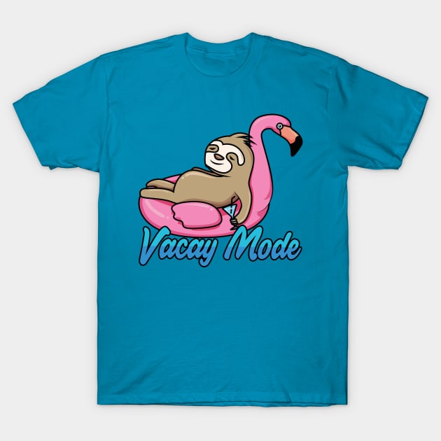 Vacay Mode Funny Sloth Cartoon T-Shirt by Mandra